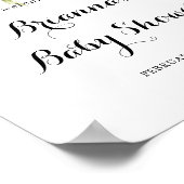 Elegant Gold Greenery Baby shower Welkom Poster (Hoek)