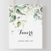 Elegant Gold Greenery Calligraphy Favors Sign Poster