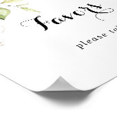 Elegant Gold Greenery Calligraphy Favors Sign Poster (Hoek)