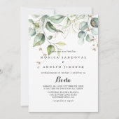 Elegant Gold Greenery Calligraphy Spain Wedding Kaart (Voorkant)
