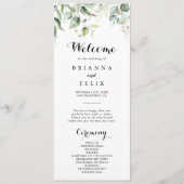 Elegant Gold Greenery Calligraphy Wedding Programm Programmakaart (Voorkant)