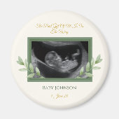 Elegant Gold Greenery Christmas Baby Announcement  Magneet (Voorkant)