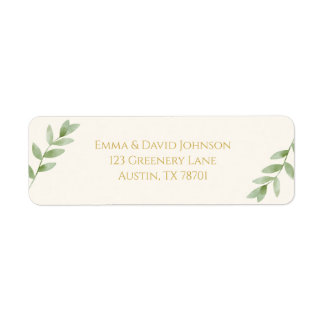 Elegant Gold Greenery Christmas Return Address Etiket