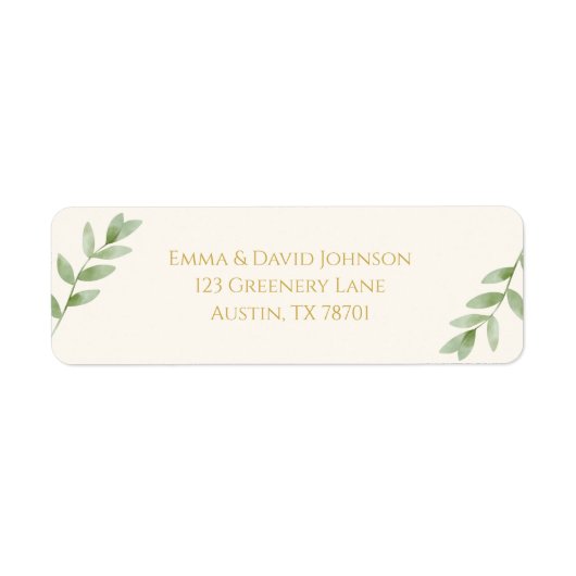 Elegant Gold Greenery Christmas Return Address Etiket (Voorkant)