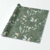 Elegant Gold Greenery Eucalyptus Leaves Cadeaupapier (Uitgerold)