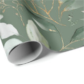 Elegant Gold Greenery Eucalyptus Leaves Cadeaupapier (Rol Hoek)