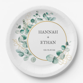 Elegant Gold Greenery Eucalyptus Personalized Papieren Bordje
