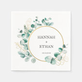 Elegant Gold Greenery Eucalyptus Persoonlijk Servet (Voorkant)