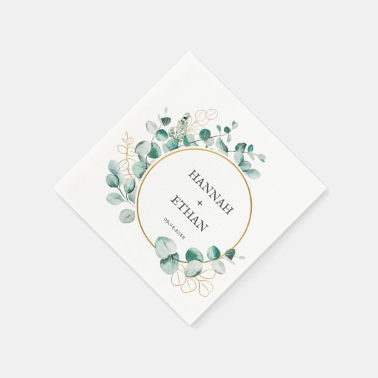 Elegant Gold Greenery Eucalyptus Persoonlijk Servet (Hoek)