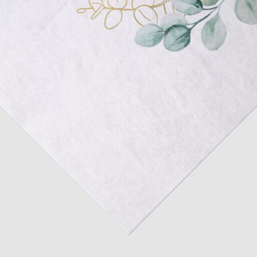 Elegant Gold Greenery Eucalyptus Persoonlijk Tissuepapier (Detail)