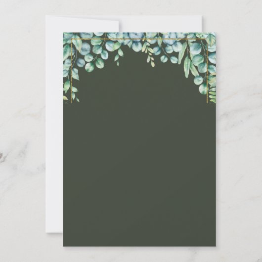 Elegant Gold Greenery Floral Waterverf Wedding Kaart (Achterkant)