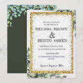 Elegant Gold Greenery Floral Waterverf Wedding Kaart (Voorkant / Achterkant)