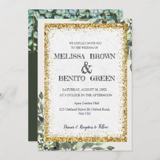 Elegant Gold Greenery Floral Waterverf Wedding Kaart