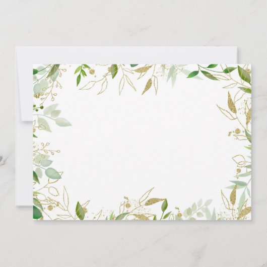 Elegant Gold Greenery Happy New Year Script Kaart (Achterkant)