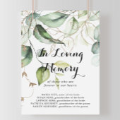 Elegant Gold Greenery in Loving Memory Sign Poster