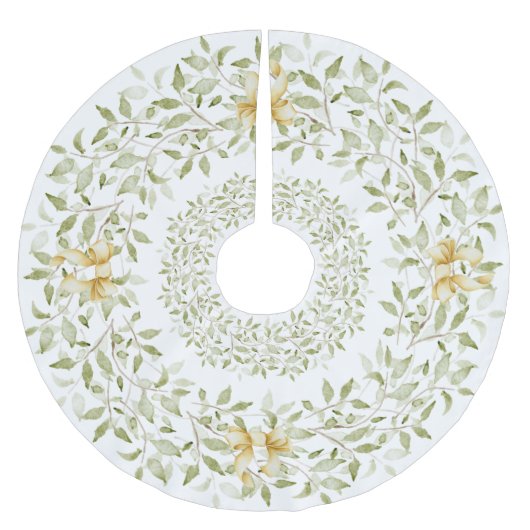 Elegant Gold Greenery Kerstmis Waterverf Modern Kerstboom Rok (Voorkant)
