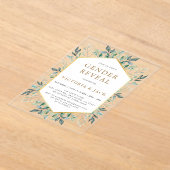 Elegant Gold Greenery Lijst Genderonthulling Acryl Uitnodigingen (Laagn)