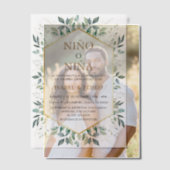 Elegant Gold Greenery Lijst Spaans Geslacht Reveal Vellum Uitnodigingen (Offset (Koppel))