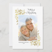 Elegant Gold Greenery Merry-kerstfoto (Voorkant)