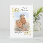 Elegant Gold Greenery Merry-kerstfoto (Staand voorkant)