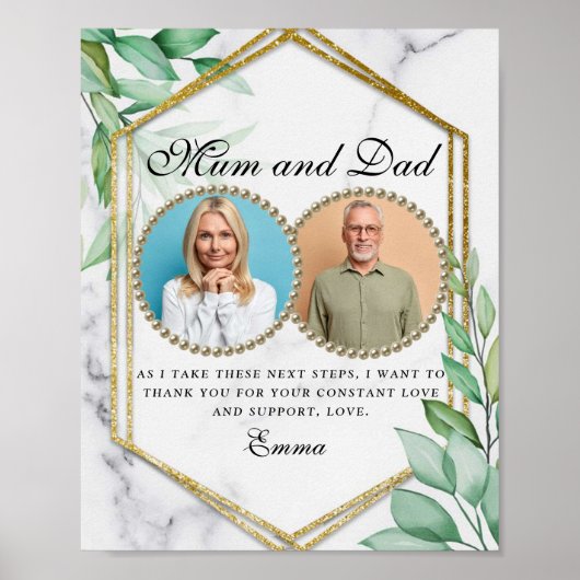 Elegant Gold Greenery Ouders van de Bride Gift Poster (Voorkant)