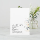 Elegant Gold Greenery slaat de datum op Aankondiging (Staand voorkant)