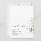 Elegant Gold Greenery slaat de datum op Aankondiging (Voorkant)