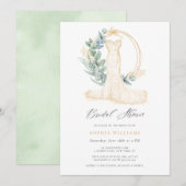 Elegant Gold Greenery Wedding Dress Vrijgezellenfe Kaart (Voorkant / Achterkant)