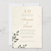 Elegant Gold Greenery Wedding Invitation Kaart (Voorkant)