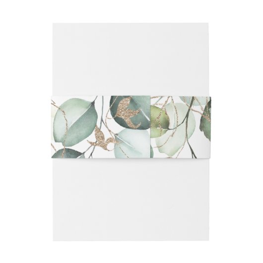 Elegant Gold Greenery Wedding Invitation Uitnodigingen Wikkel (Achterkant Voorbeeld)