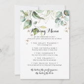 Elegant Gold Greenery Wedding Kissing Menu Game (Voorkant)