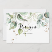 Elegant Gold Greenery Wedding Reserved Sign (Achterkant)