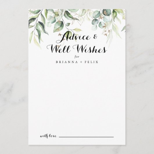 Elegant Gold Greenery Wedding Well Wwish Advieskaart (Voorkant)