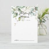 Elegant Gold Greenery Wedding Words of Wisdom Advieskaart (Staand voorkant)
