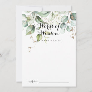 Elegant Gold Greenery Wedding Words of Wisdom Advieskaart
