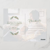 Elegant Gold Greenery | White met foto Folie Feestdagen Briefkaart (Achterkant)