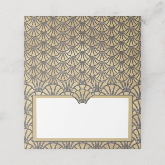 Elegant Gold Grey Art Deco Wedding Event Plaatskaartje (Buitenkant ongevouwen)