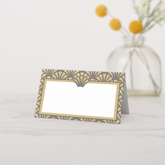 Elegant Gold Grey Art Deco Wedding Event Plaatskaartje (Voorkant)