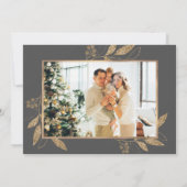 Elegant Gold Grey lekt 4 foto's met kerstkaart (Achterkant)