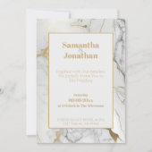 Elegant Gold Grey Marble Wedding Uitnodiging (Voorkant)