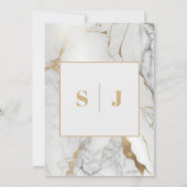 Elegant Gold Grey Marble Wedding Uitnodiging (Achterkant)