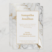 Elegant Gold Grey Marble Wedding Uitnodiging (Voorkant / Achterkant)