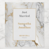 Elegant Gold Grey Marble Wedding Wijn Etiket (Enkel label)