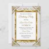 Elegant Gold Grey Pearl Foto van Birthday Party Kaart (Voorkant)