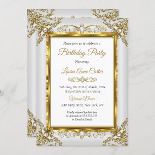 Elegant Gold Grey Pearl Foto van Birthday Party Kaart