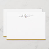 Elegant Gold Grey Script Monogram Name Initiaal Notitiekaartje (Voorkant / Achterkant)