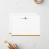 Elegant Gold Grey Script Monogram Name Initiaal Notitiekaartje (Voorkant / Achterkant in situ)