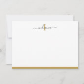 Elegant Gold Grey Script Monogram Name Initiaal Notitiekaartje (Voorkant)