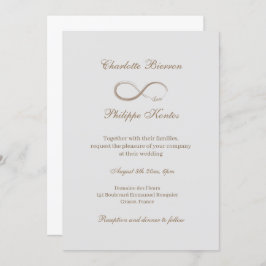 Elegant Gold Grey White Wedding Kaart