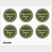Elegant Gold | Groen Afstudeerder Pet 2023 Ronde Sticker (Vel)